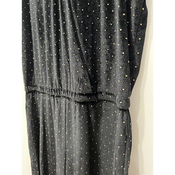 MICHAEL Michael Kors Velvet Jumpsuit Black & Gold polka dots NWT w/Defect - Picture 10 of 12